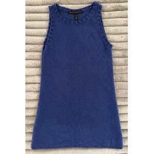 White House Black Market Blue Metallic Shimmer Knit Sleeveless Top